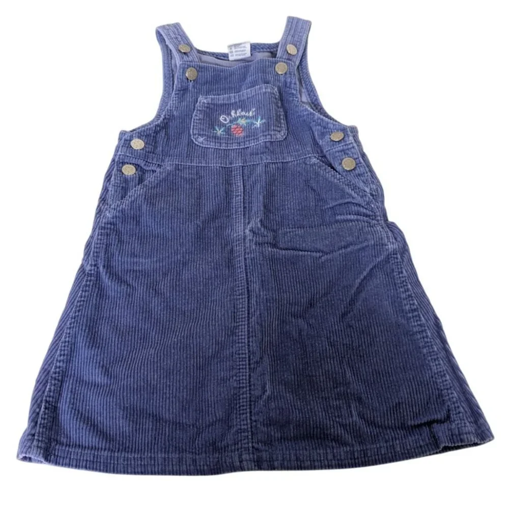Vintage Oshkosh Bgosh Corduroy Overall Dress Girls Size 6X Purple Made in USA